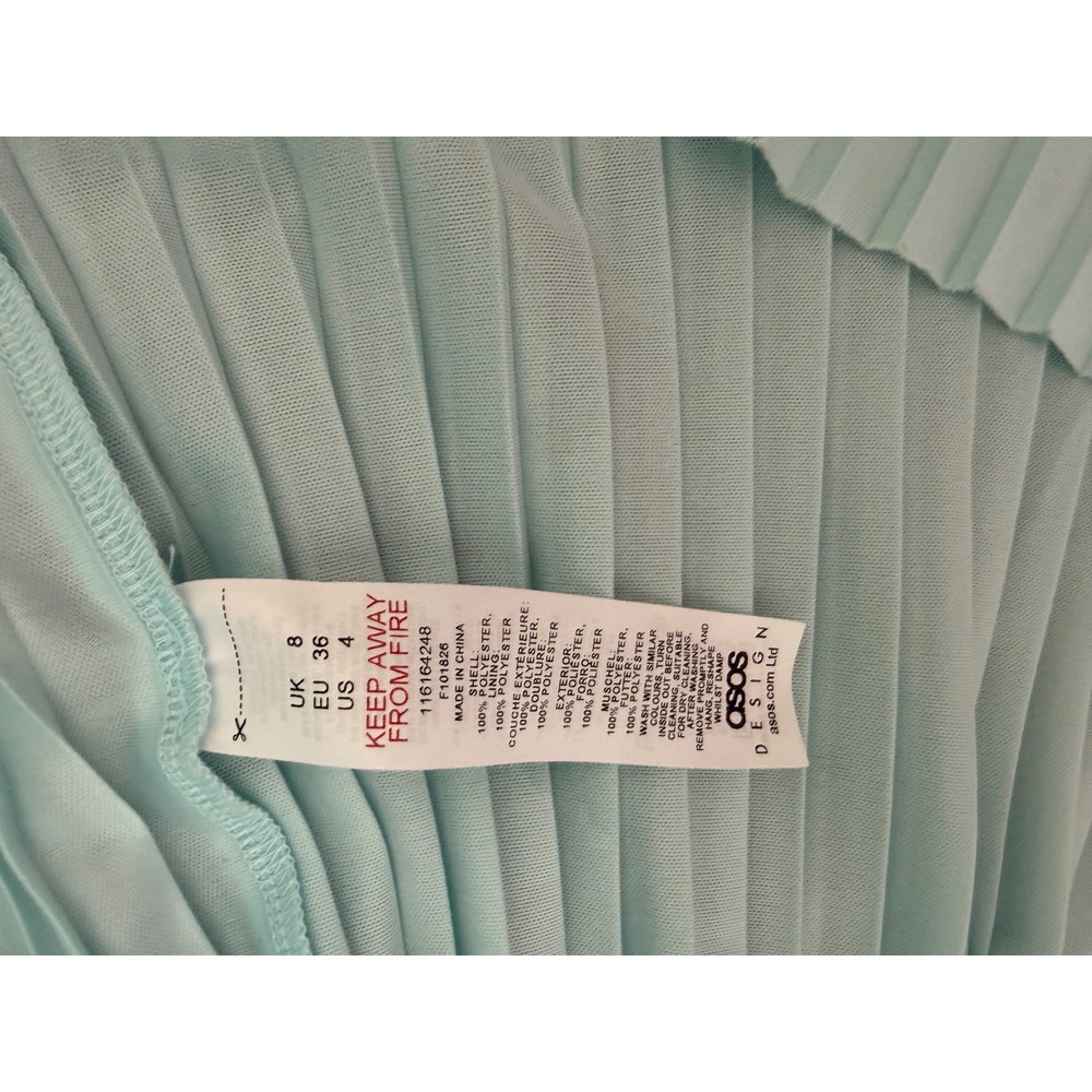 ASOS DESIGN Pleated Ruffle Maxi Dress Mint Green‎ Strappy Tiered Occasion - Picture 7 of 9